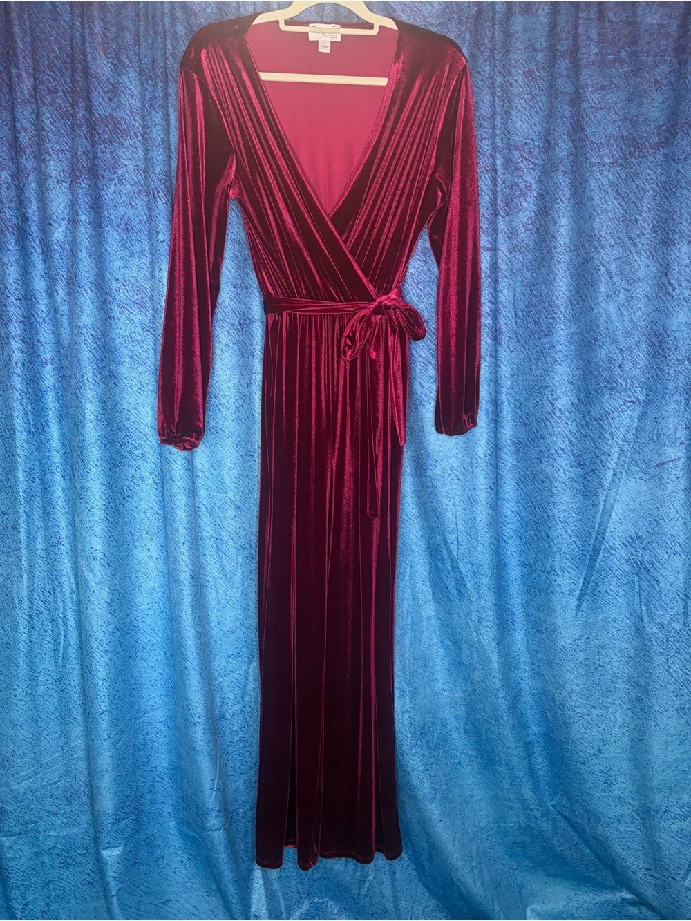 Velvet WrapJumpsuit in Deep Wine